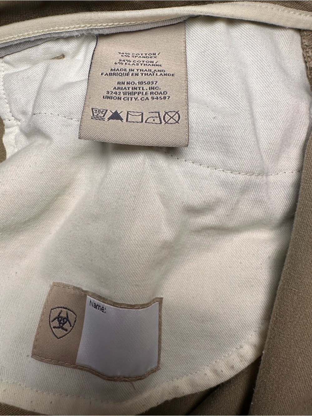 Ariat Sport Riding Breeches Womens 32L Tan Knee Patch Equestrian Stretch - Picture 5 of 14